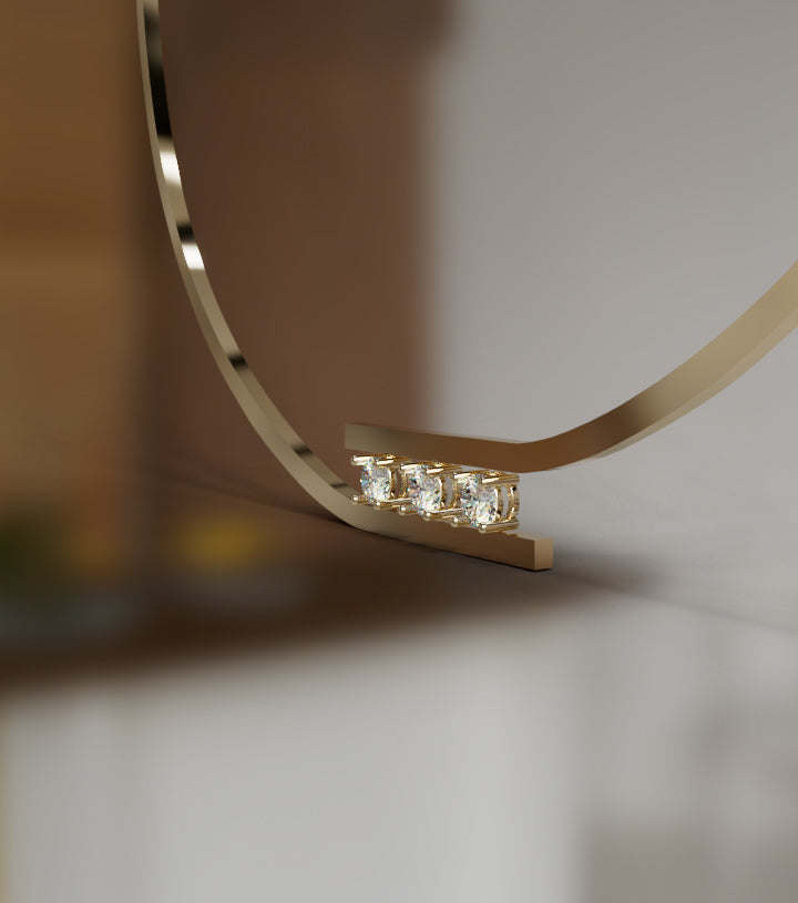 Solid 3/4 Way Satin Gold Diamond Necklace image 2