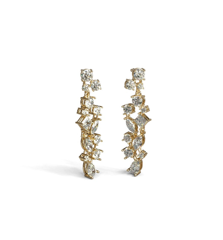 Fancy Shapes Cluster Diamond Dangle Earring image 4