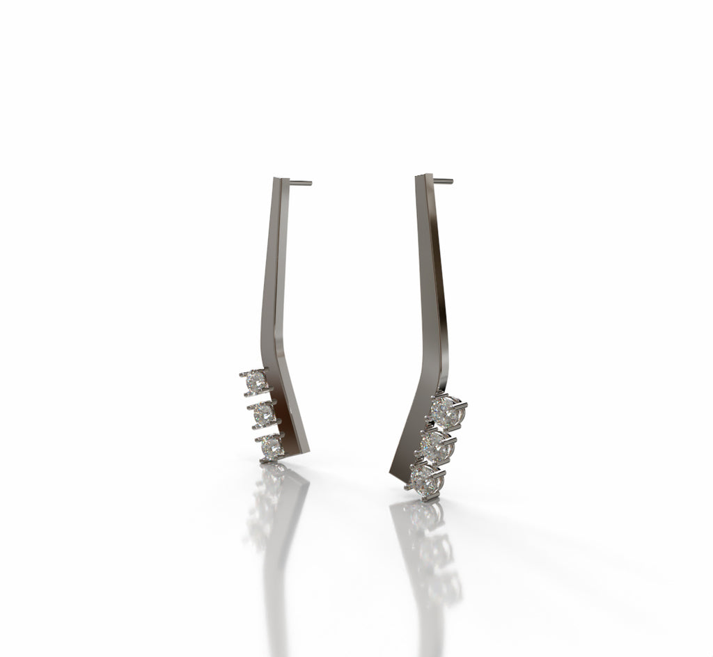 Solid Curved Diamond Earring image 1