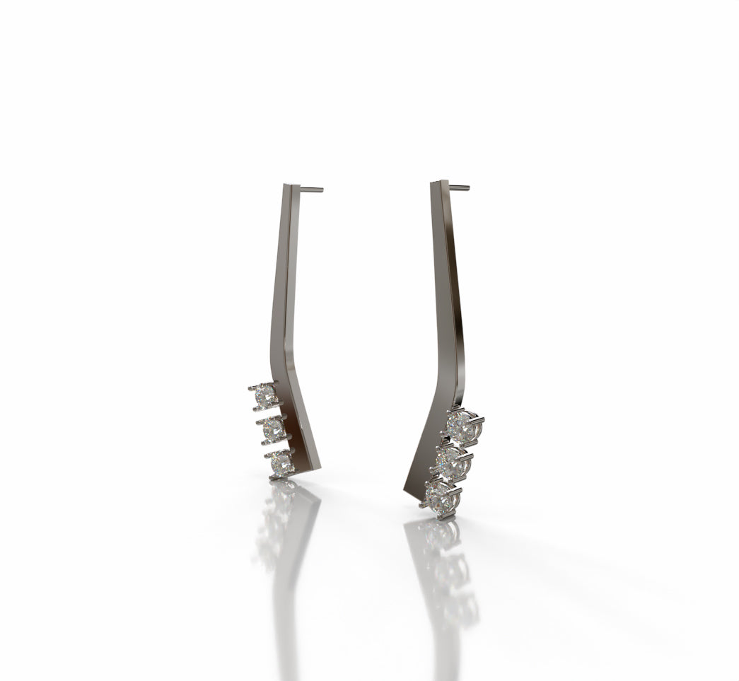 Solid Curved Diamond Earring image 1