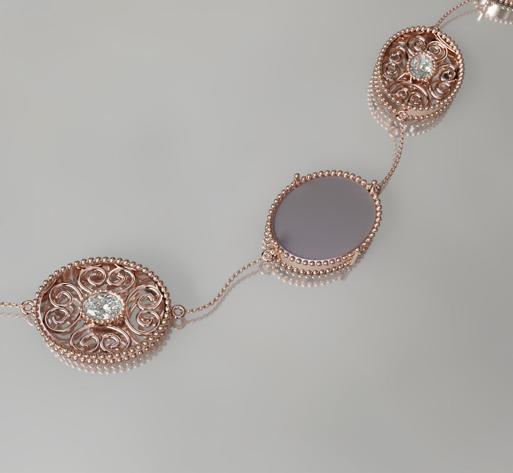 Mother of Pearl and Oval Diamond Chain Bracelet image 8