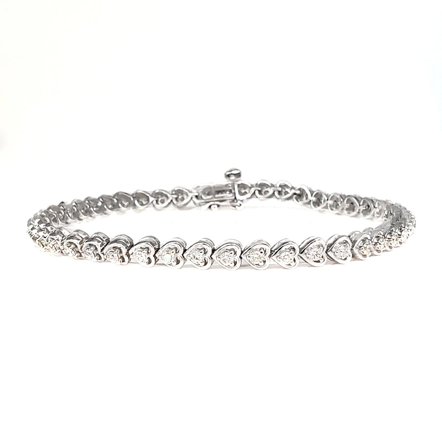 Tennis Bracelet Heart Shape with Round Diamond