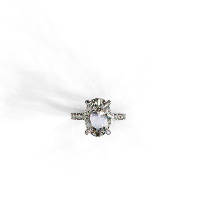 4ct Oval Cut Diamond Micro Pave Engagement Ring image 2