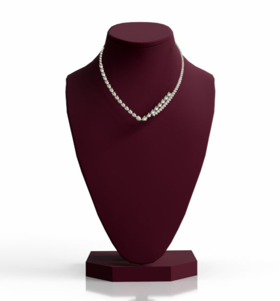 Double Row Pear and Round Diamond Tennis Necklace image 13