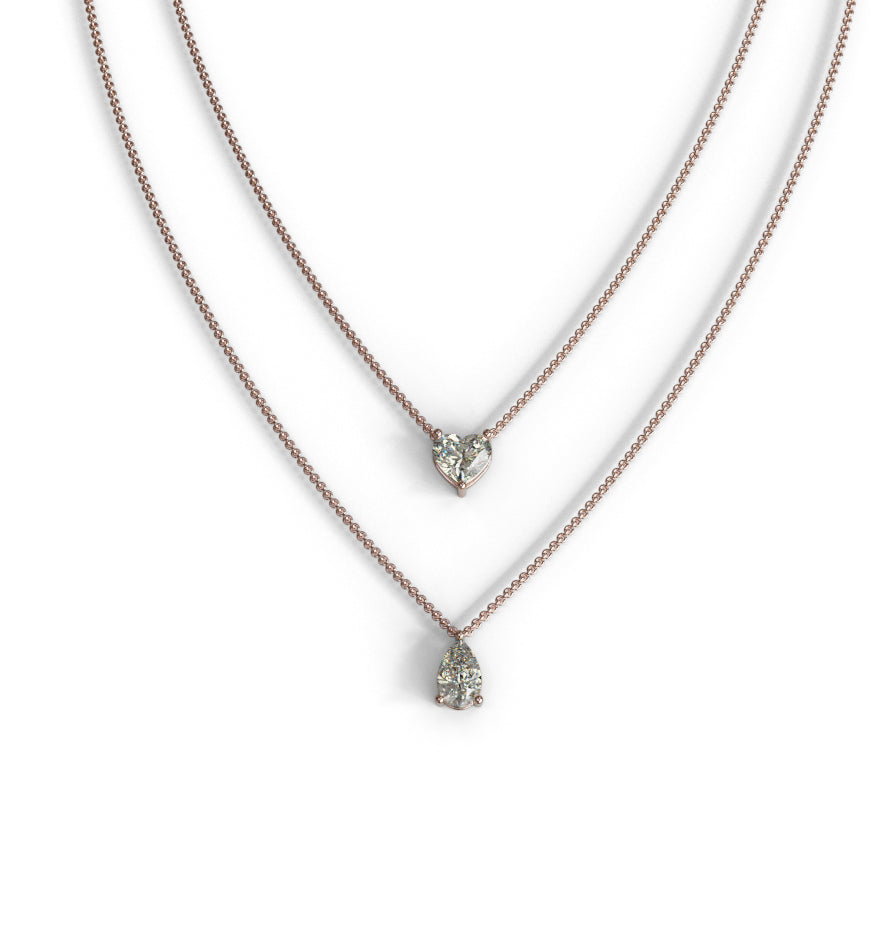 Double Row Heart & Pear Shape Diamond Necklace image 10