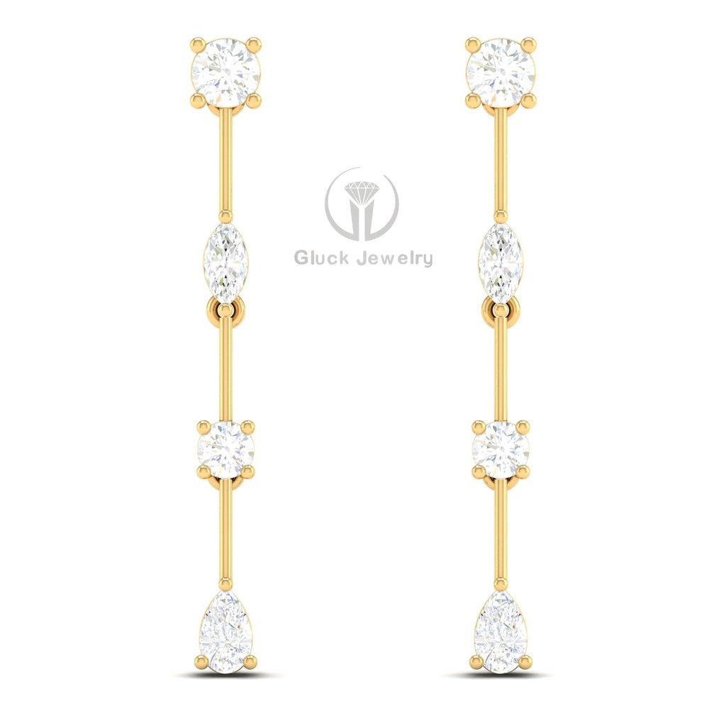 Drop Earring with Fancy & Round Diamonds image 2