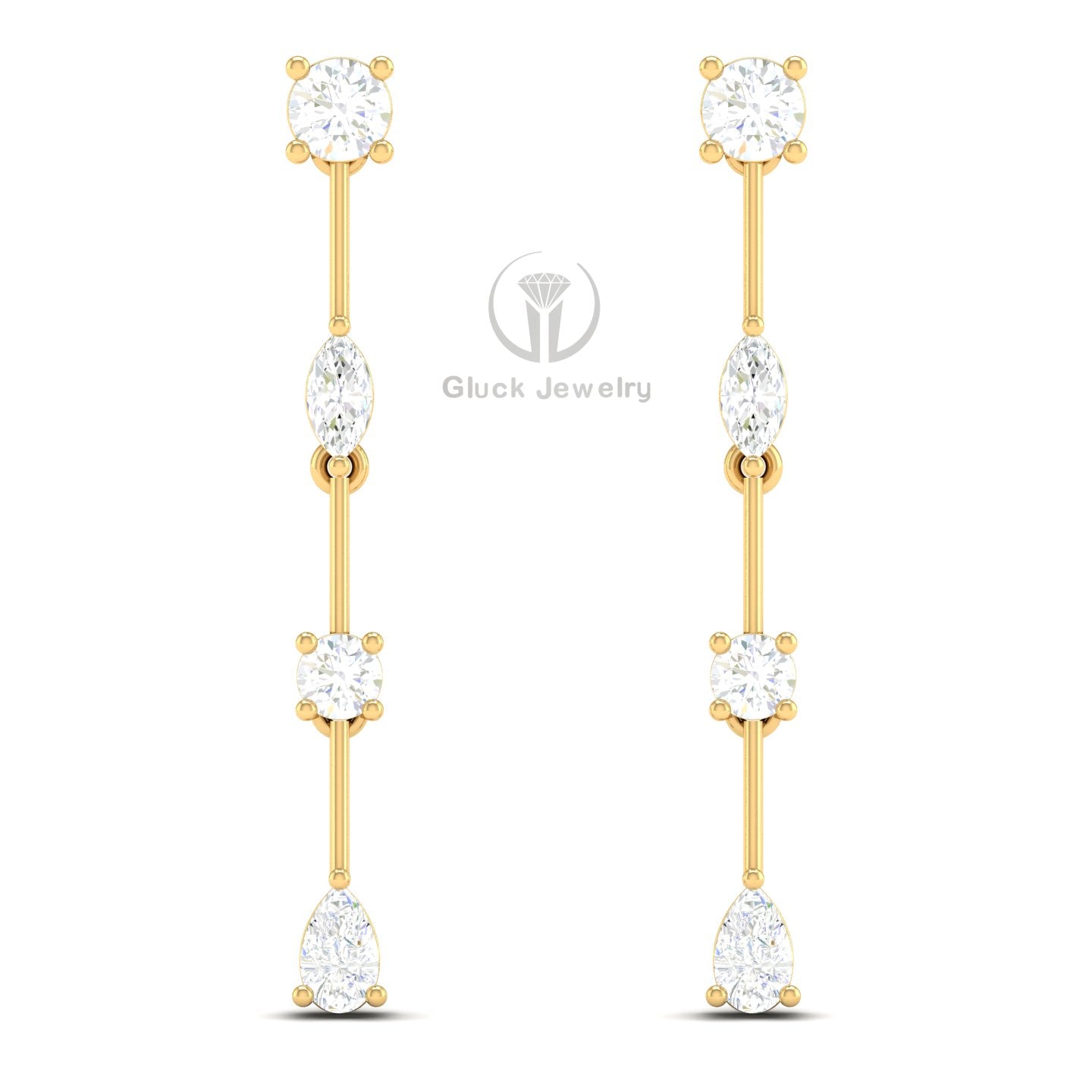 Drop Earring with Fancy & Round Diamonds image 2