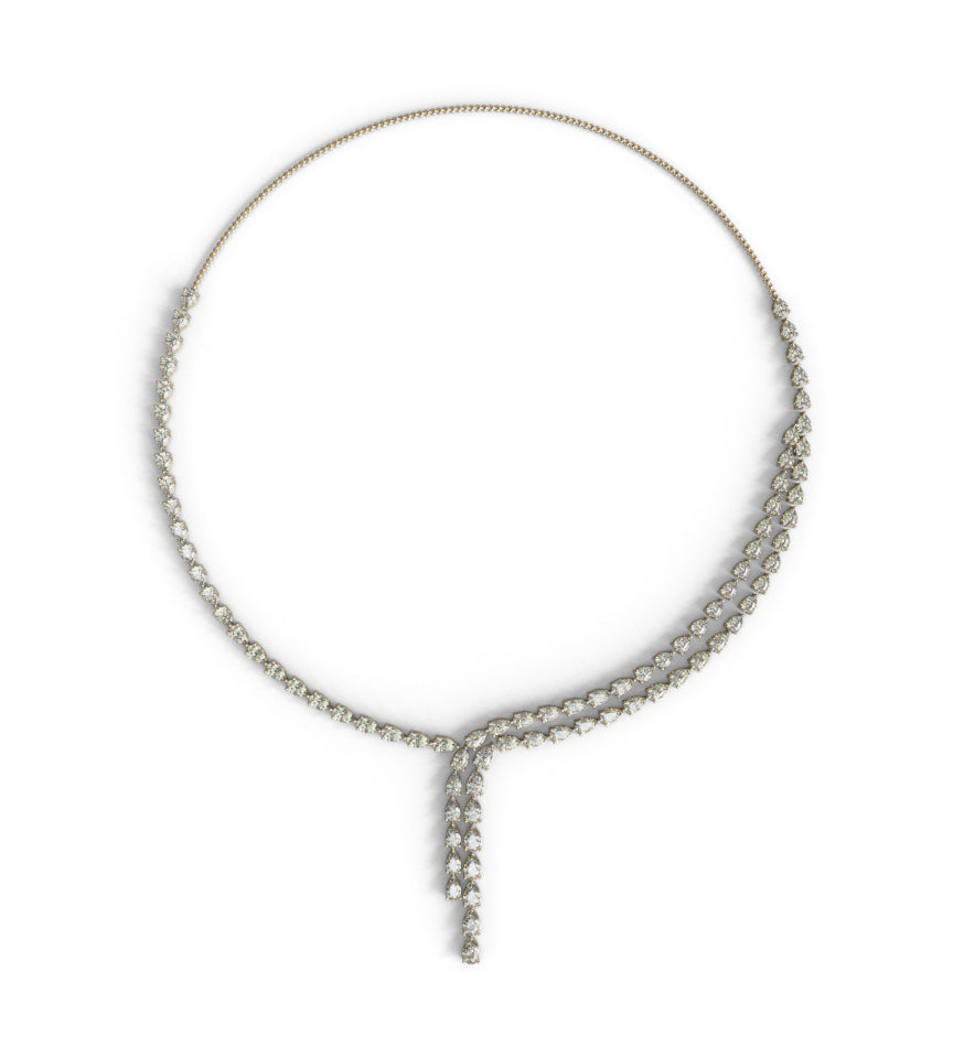 Double Row Pear Shape Diamond and Yellow Diamond Necklace image 7