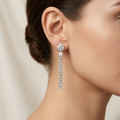 1ct Round Diamond Emerald Cut Line Drop Earring