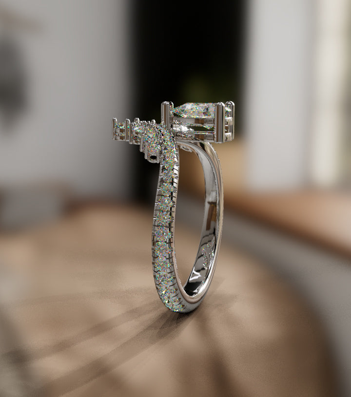 Pear Crown Fancy Diamond Ring image 14