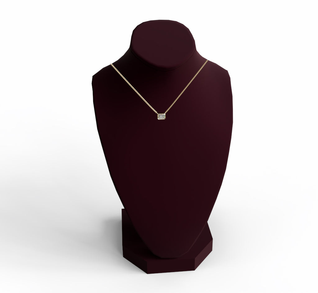 Bezel Emerald Cut Diamond Pendant image 1