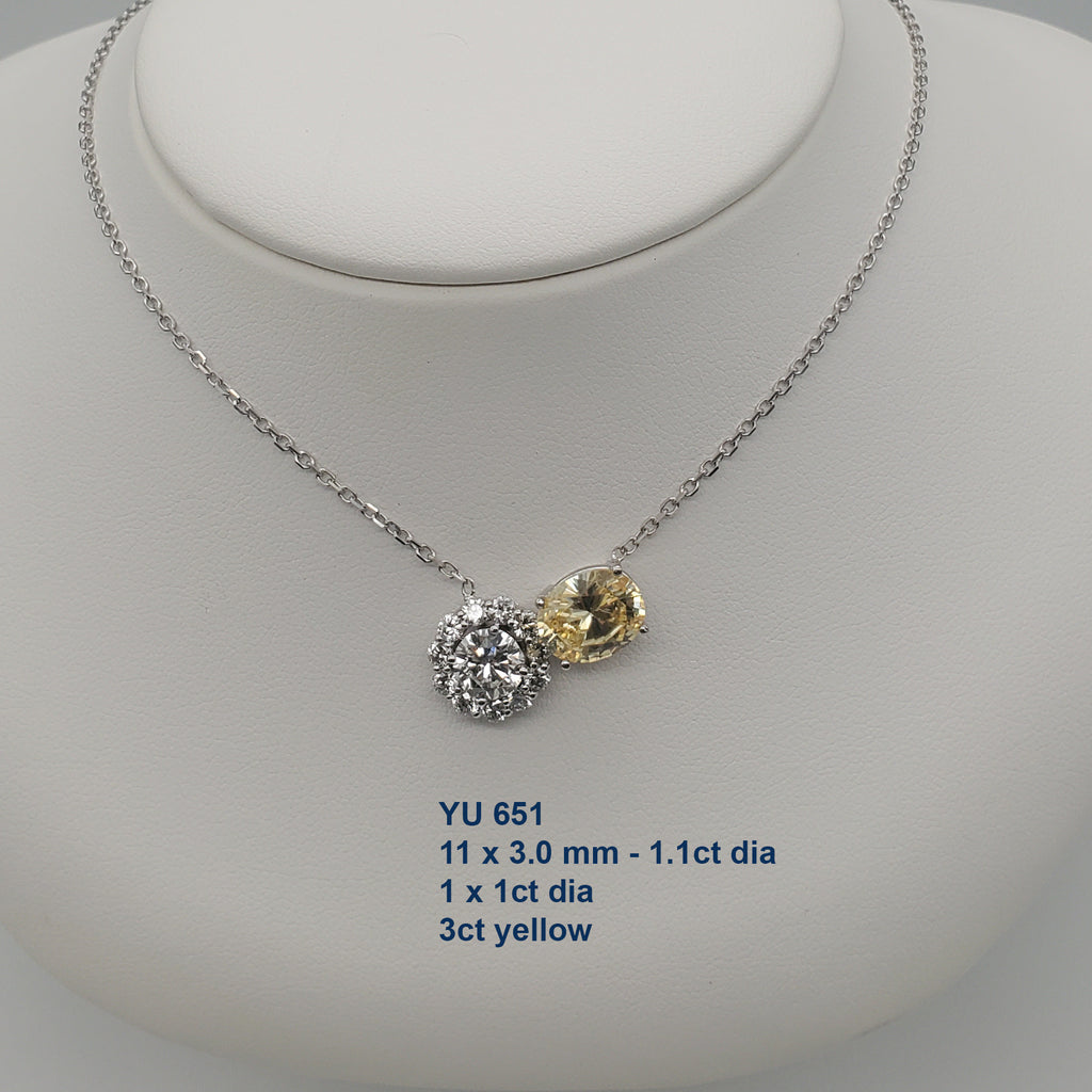 1ct Center Halo Diamond & 3ct Yellow Sapphire Pendant