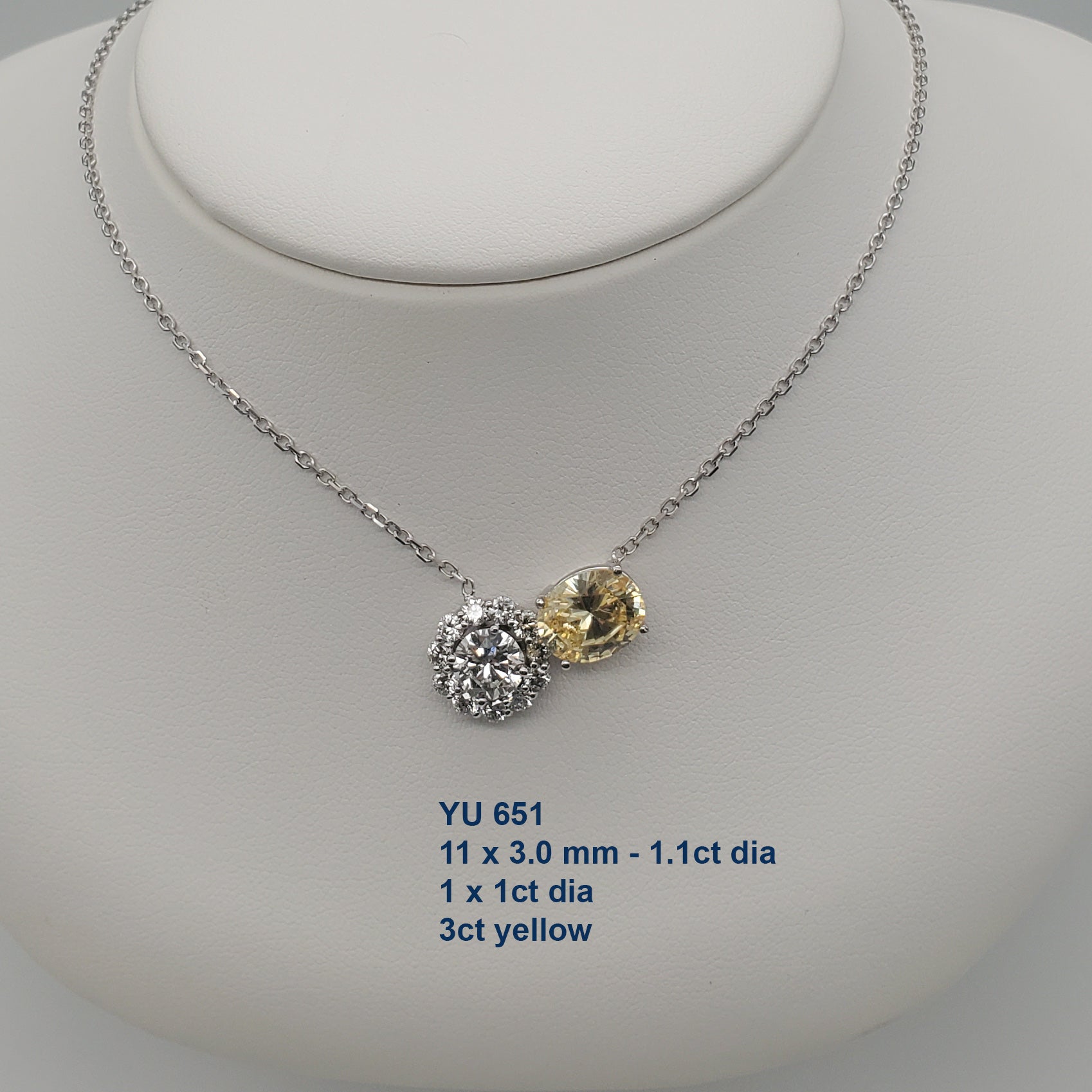 1ct Center Halo Diamond & 3ct Yellow Sapphire Pendant