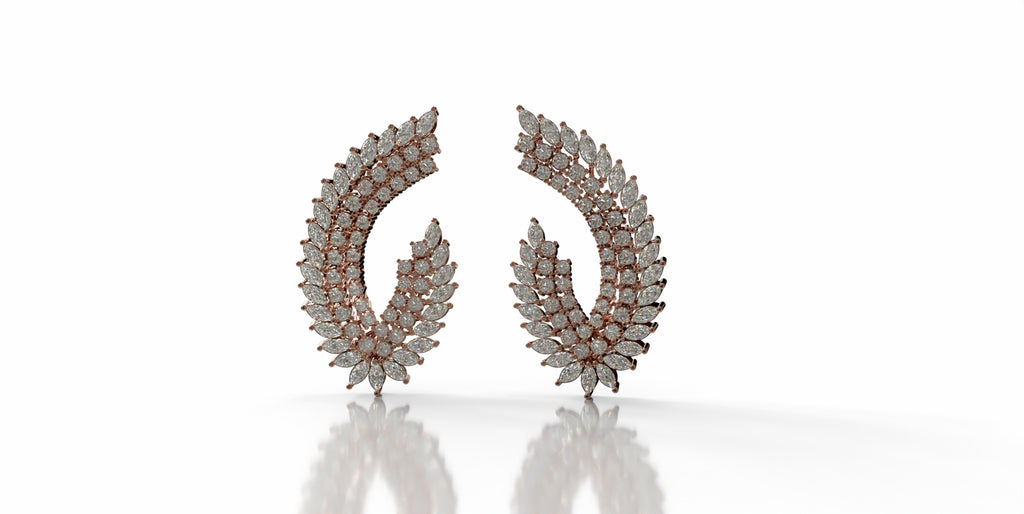 Peacock Tail Curved Diamond  Earring image 3