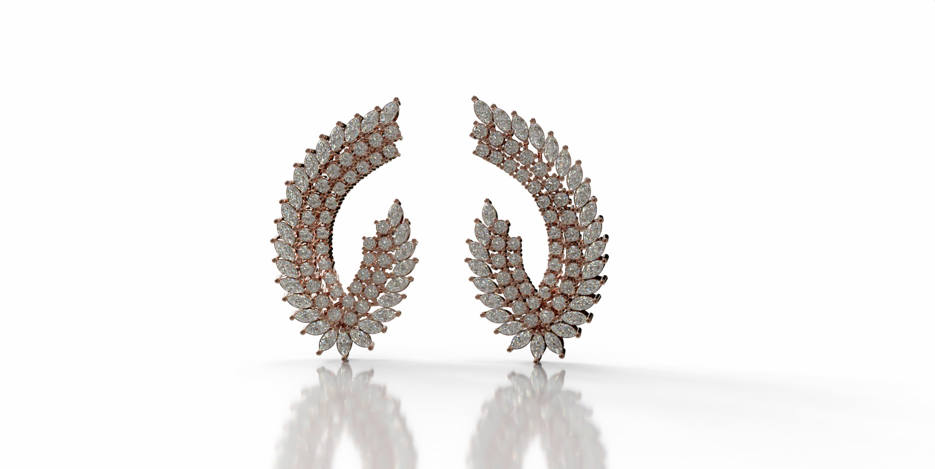 Peacock Tail Curved Diamond  Earring image 3