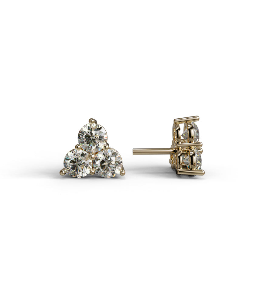 Three Stone Round Stud Earring image 8