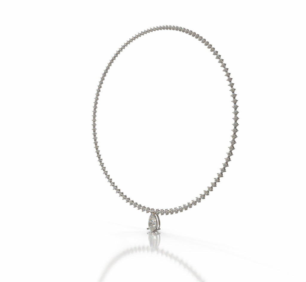 Tapered Link Pear Diamond  Necklace image 3