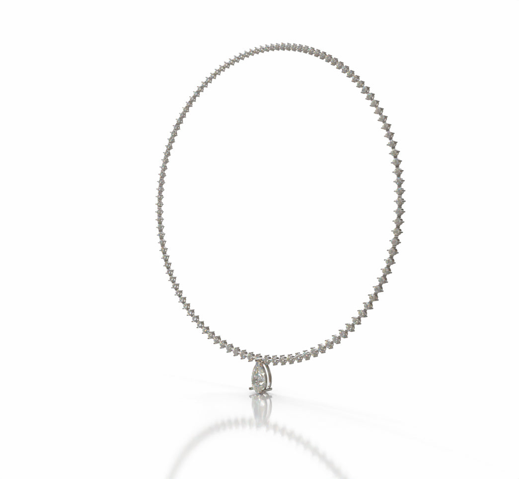 Tapered Link Pear Diamond  Necklace image 3