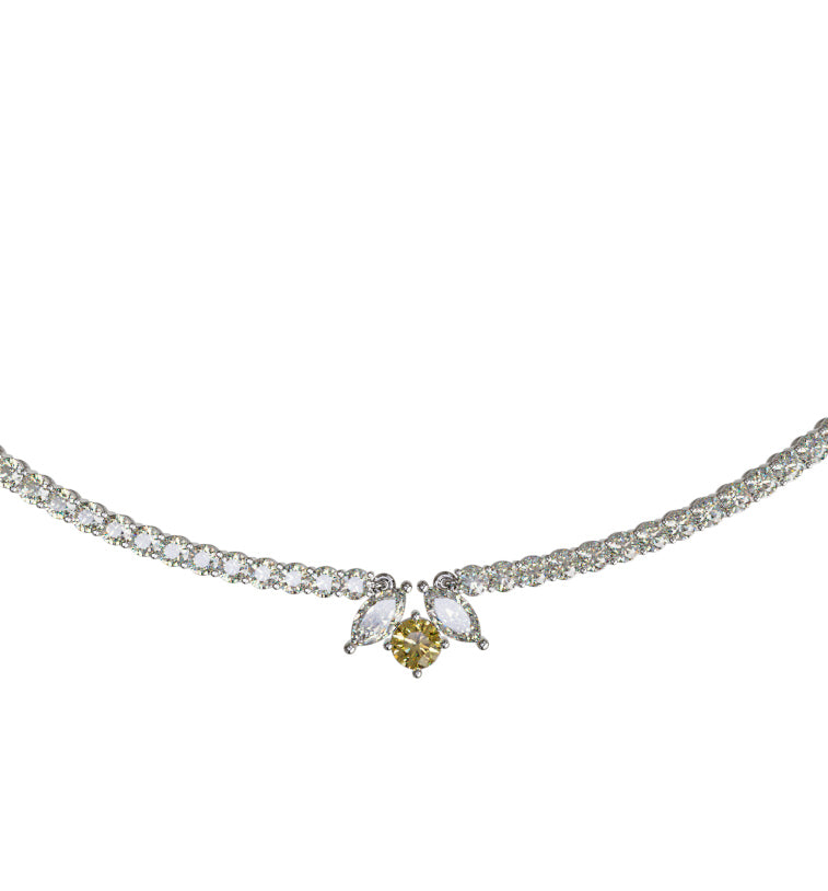 Marquise & Yellow Sapphire Tennis Necklace (10 pts side diamonds) image 1