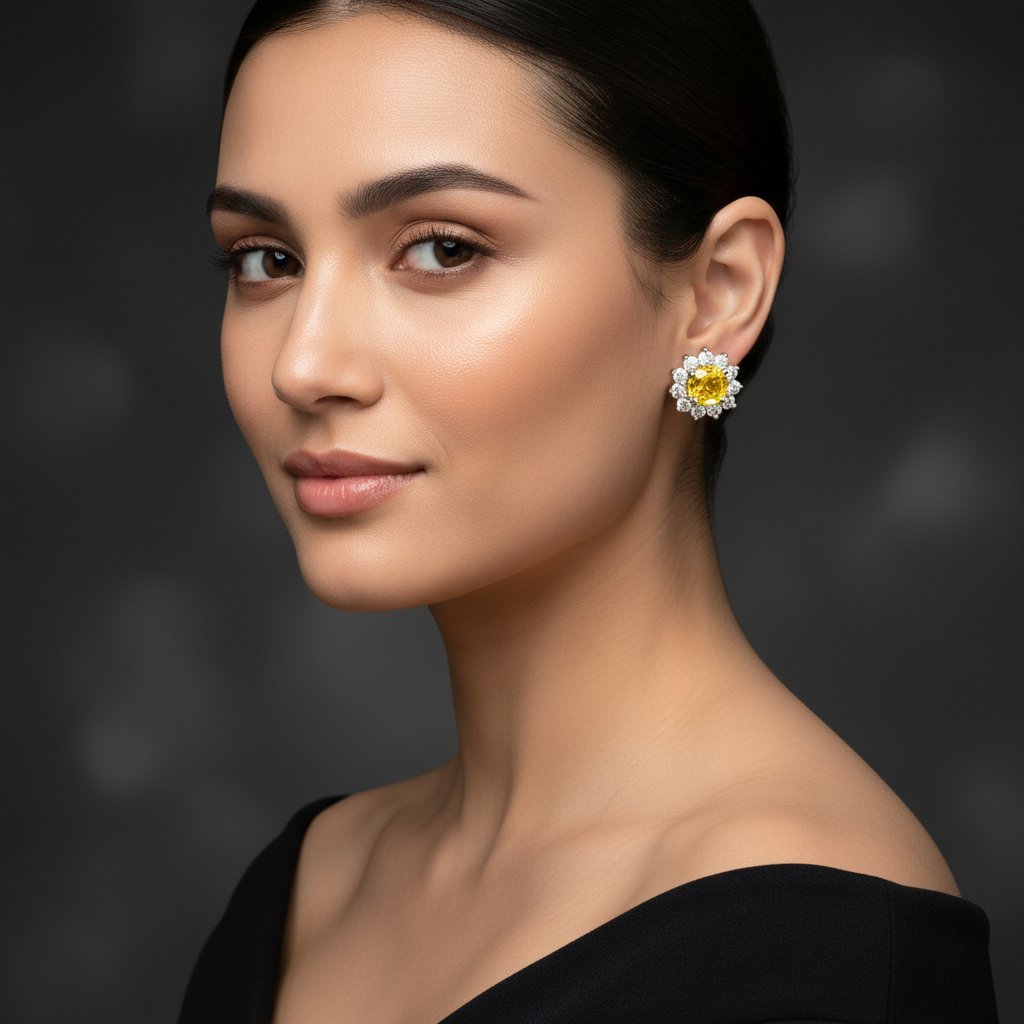 Solaris Bloom Floral Cluster Diamond Dangle Earring image 1