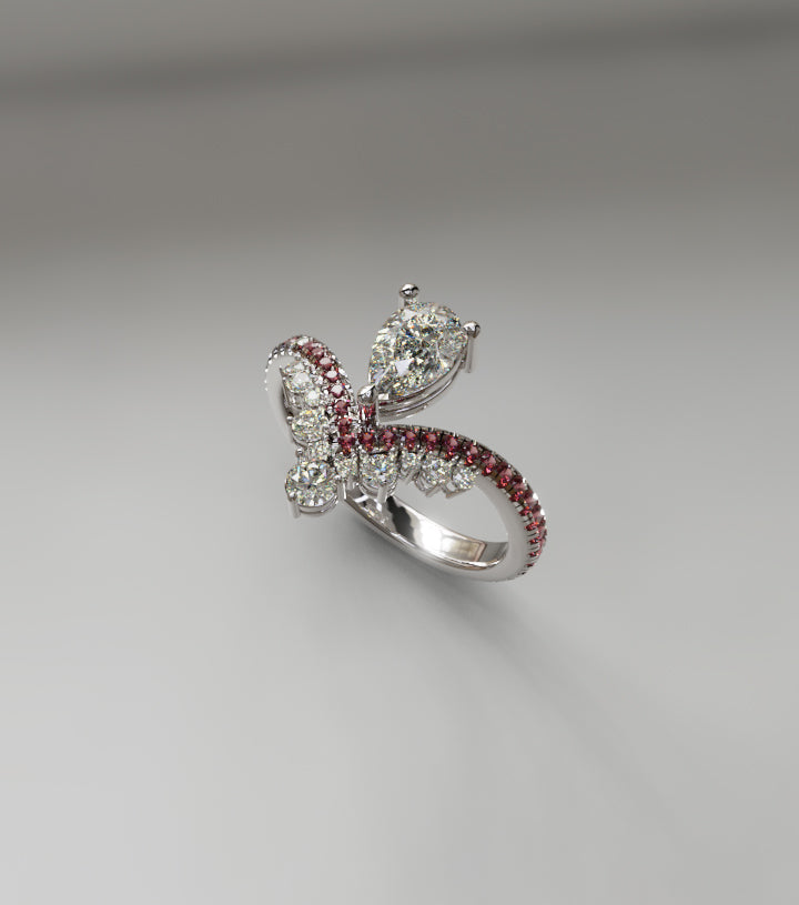 Pear Crown Fancy Diamond Ring image 7