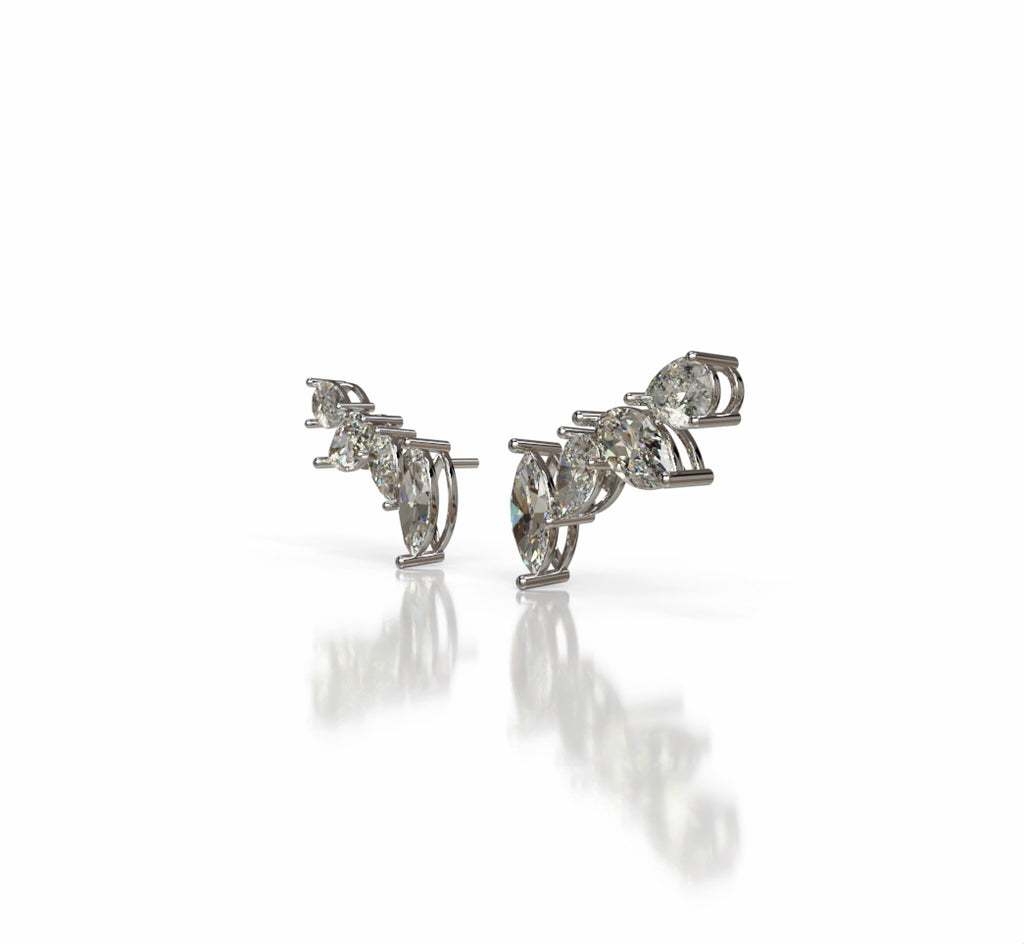Marquise and Pear Diamond Stud Earring image 1