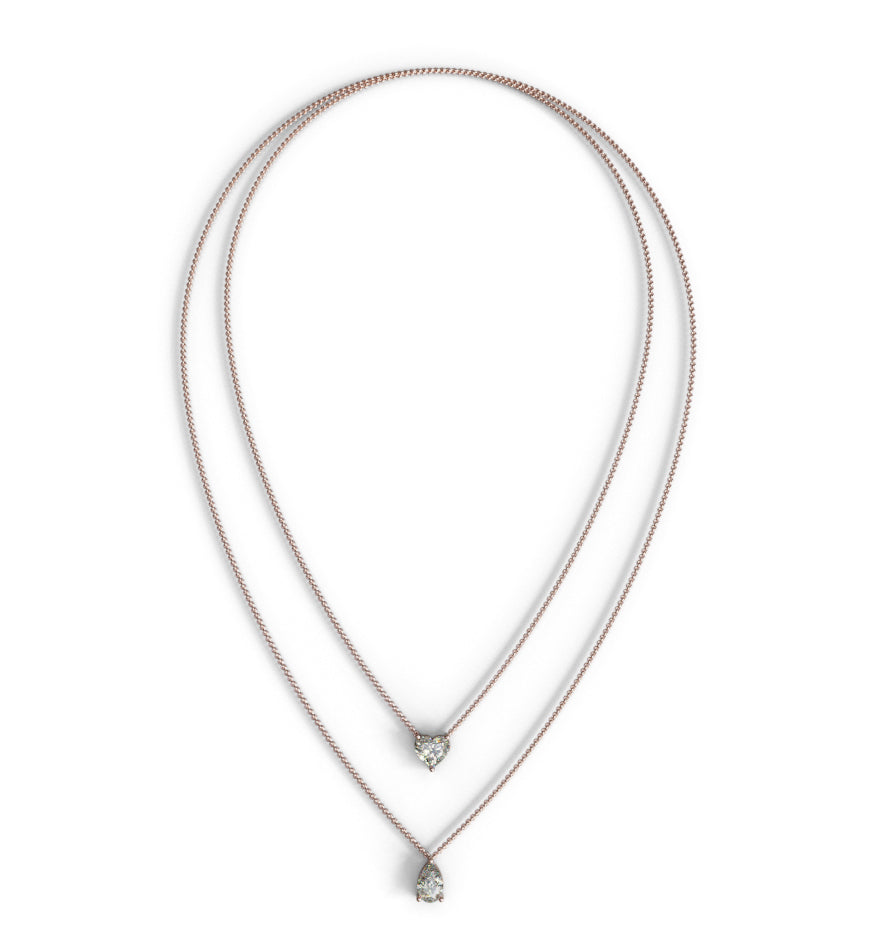 Double Row Heart & Pear Shape Diamond Necklace image 4