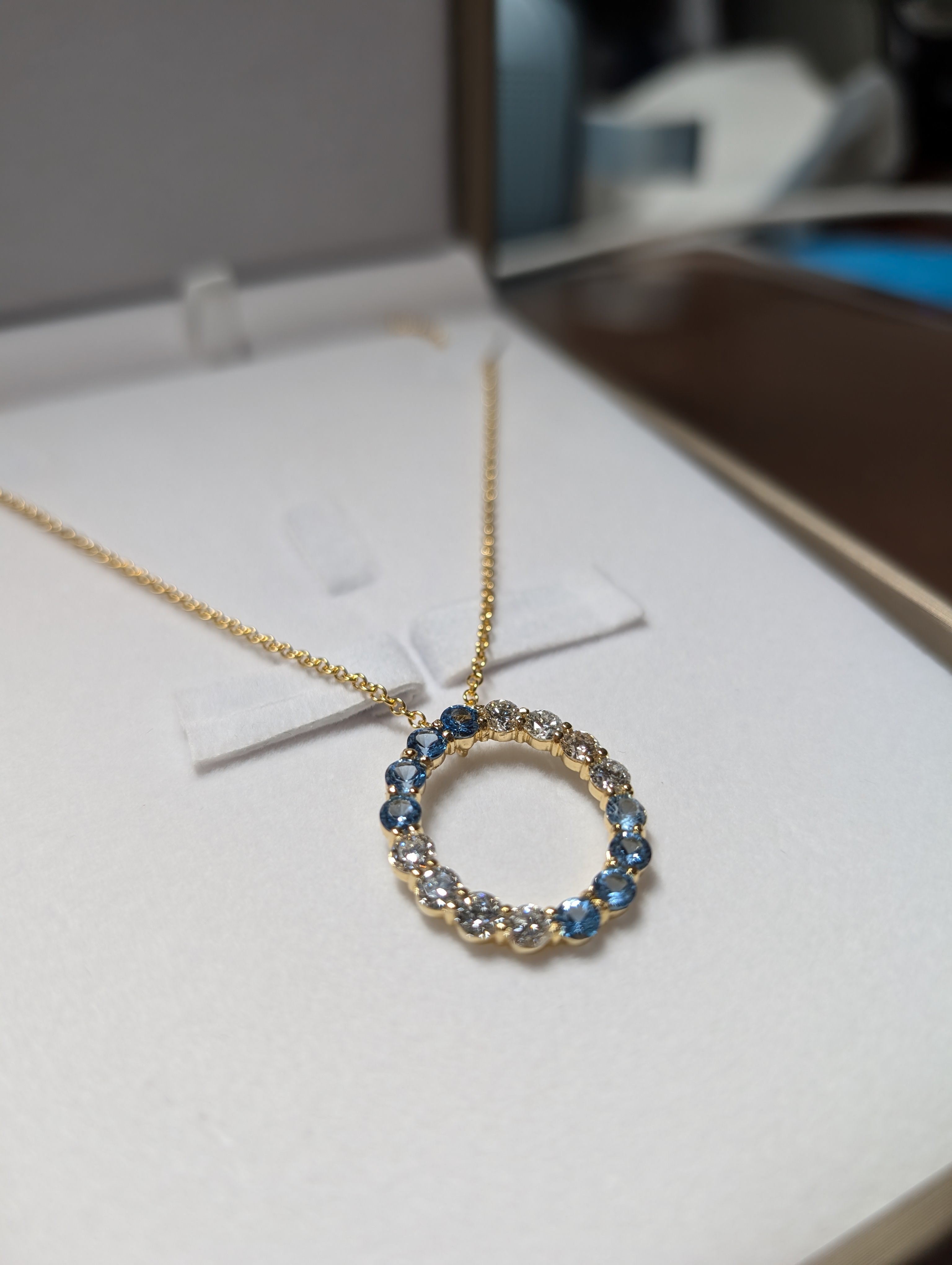 Genuine Blue Topaz and Diamond Pendant image 3