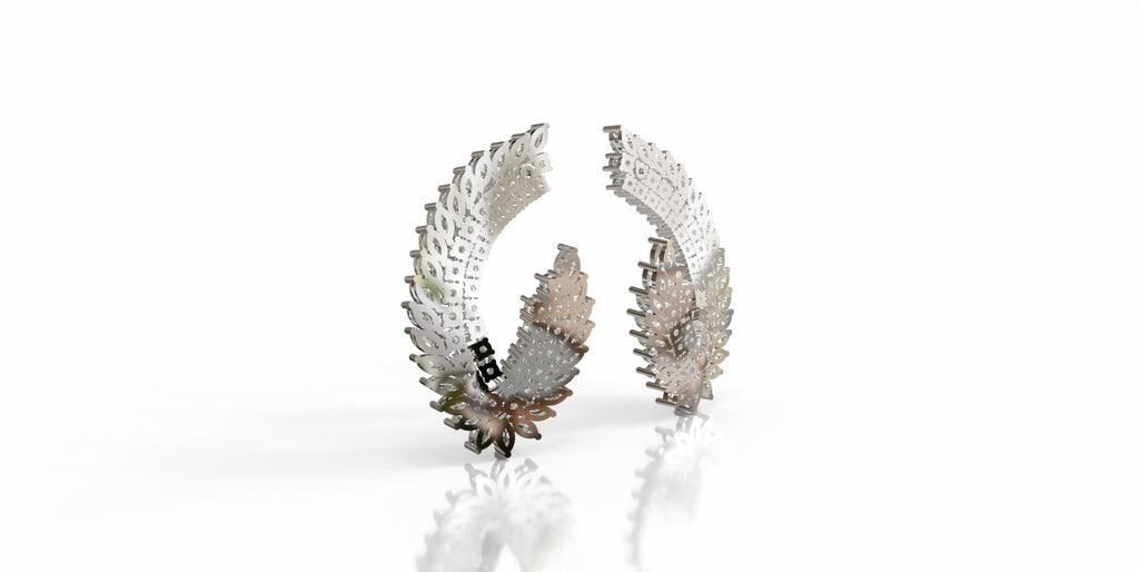 Peacock Tail Curved Diamond  Earring image 5