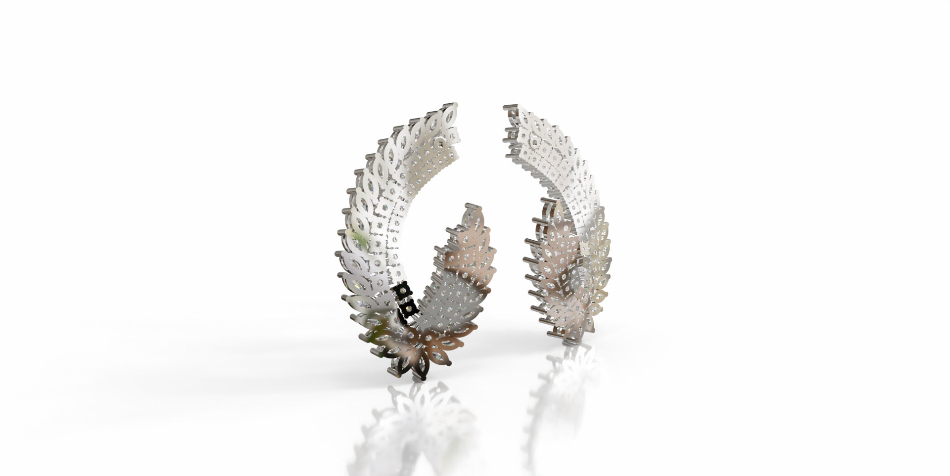 Peacock Tail Curved Diamond  Earring image 5