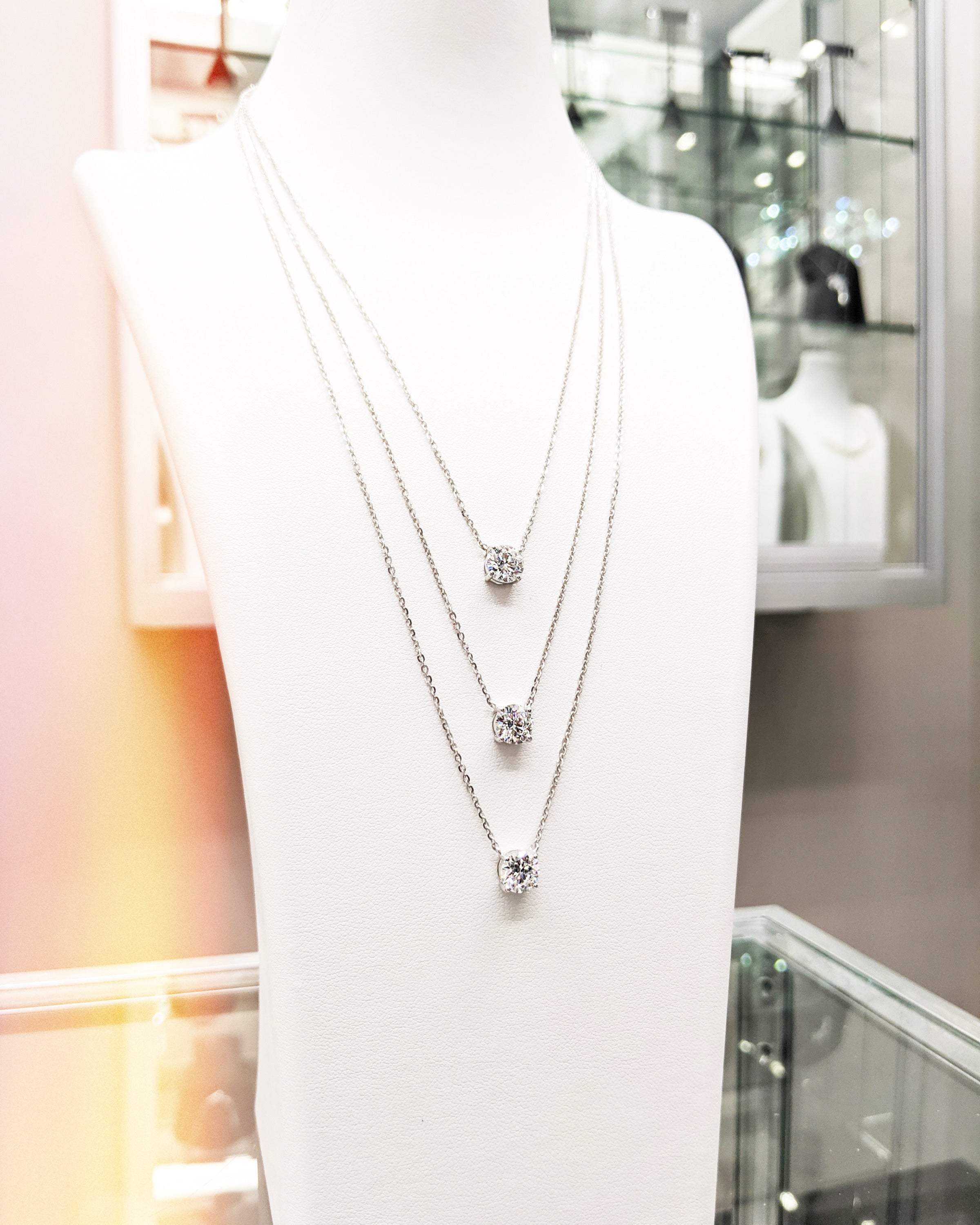 Three Row Diamond Pendant image 0
