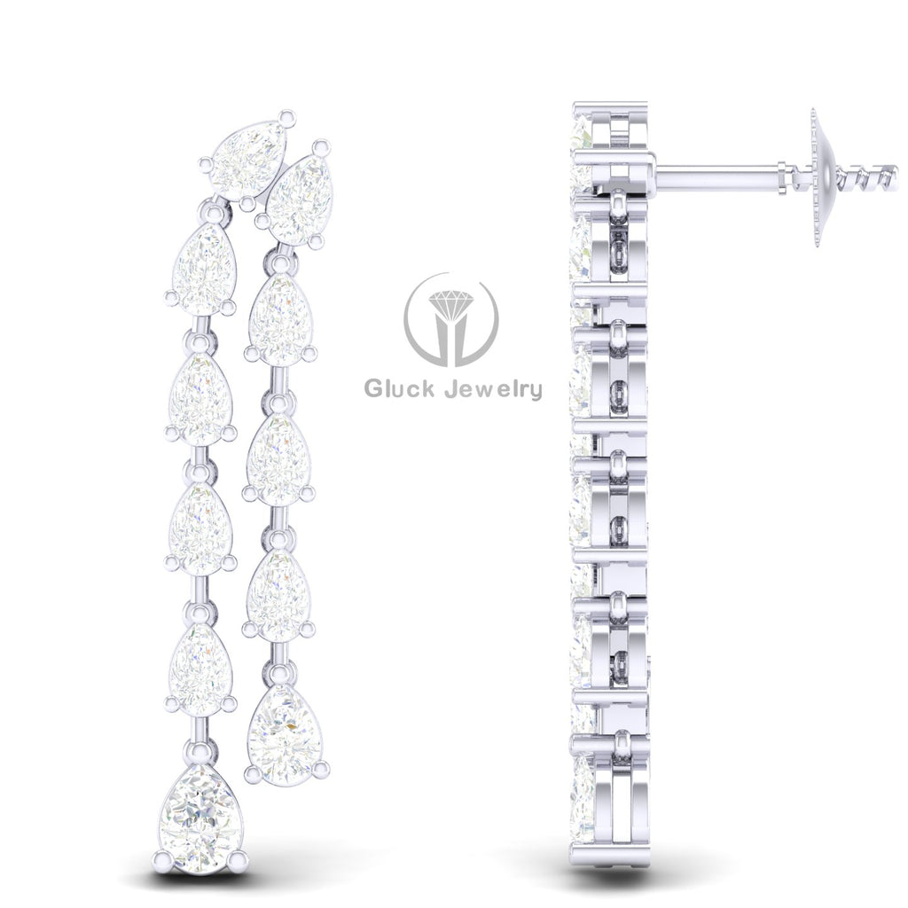 Double Row Pear Shape Diamond Earring image 3
