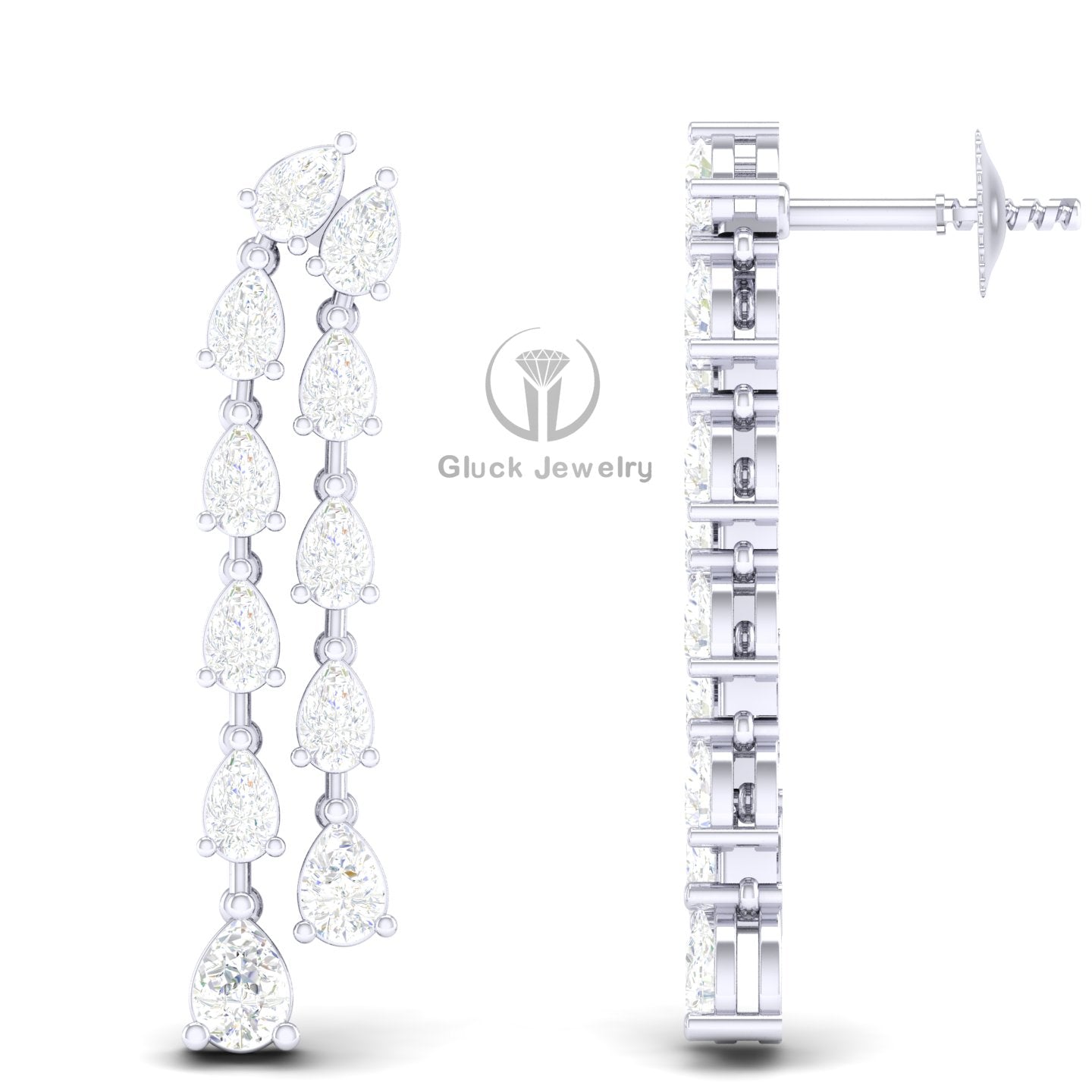 Double Row Pear Shape Diamond Earring image 3