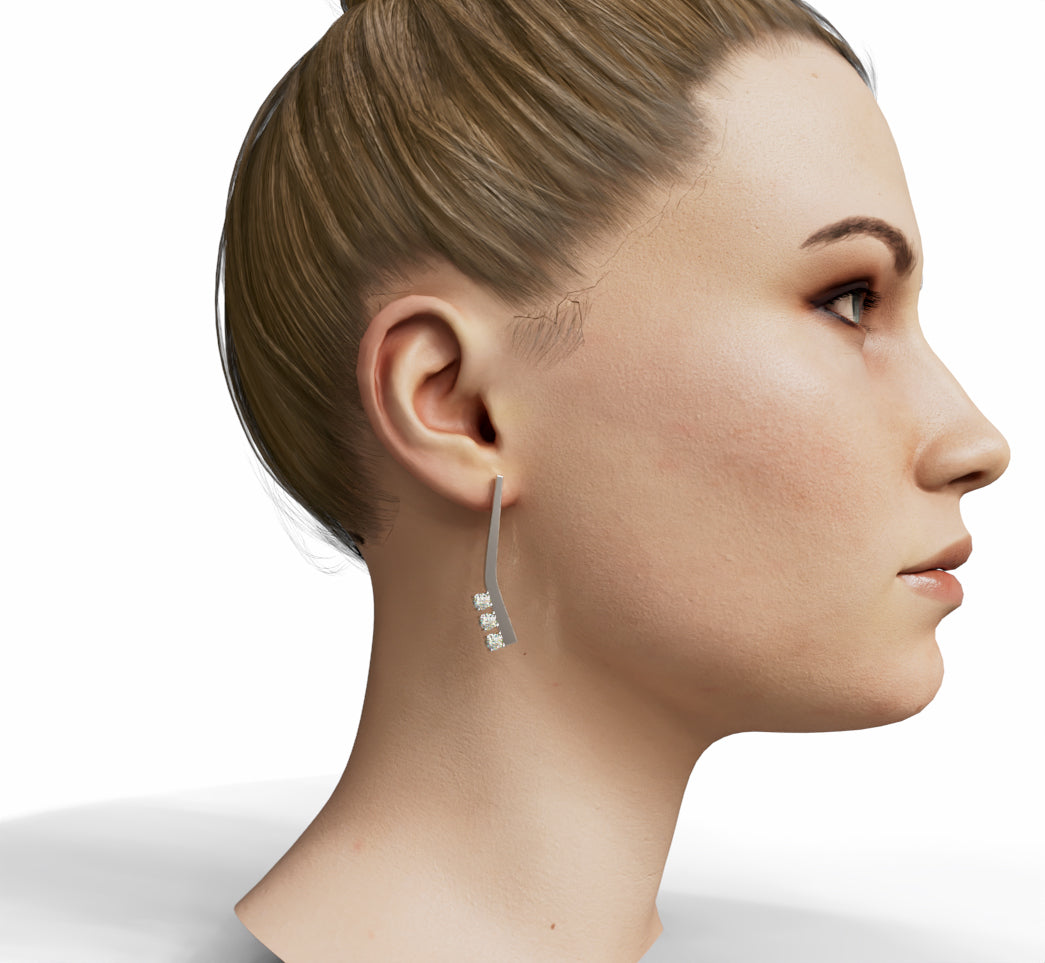 Solid Curved Diamond Earring image 4