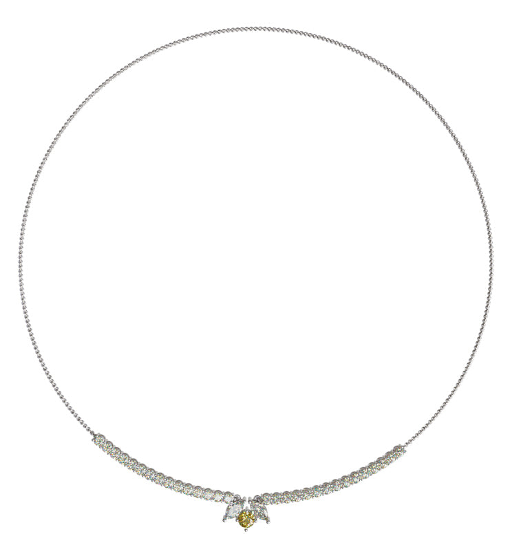 Marquise & Yellow Sapphire Tennis Necklace (10 pts side diamonds) image 4