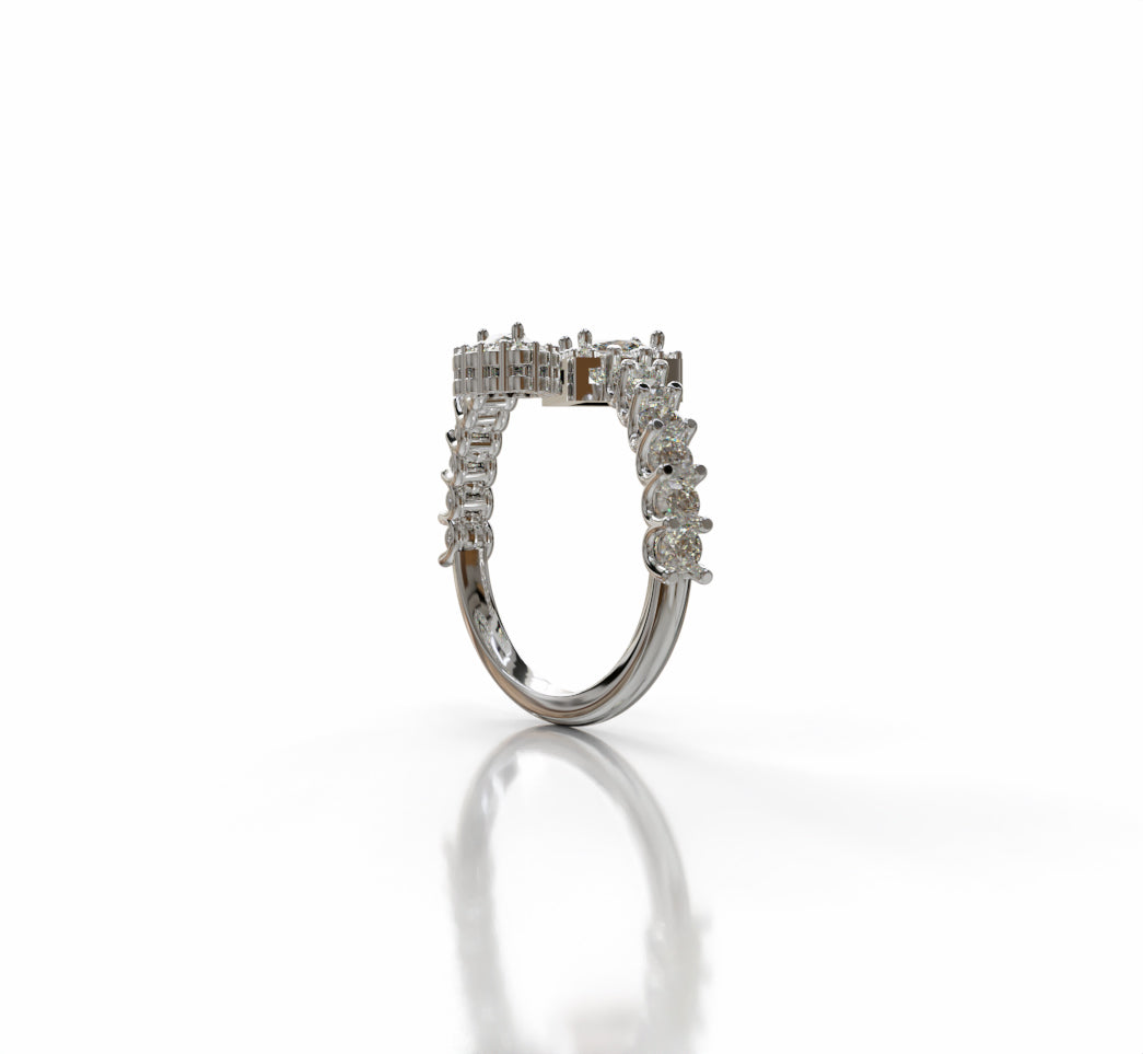 Princess and Pear Halo Split Diamond Ring image 3