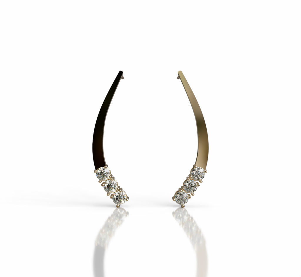 Solid Curved Diamond Dangle Earring image 5