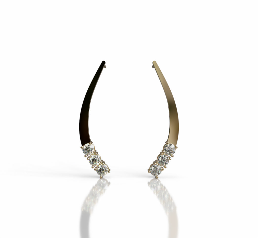 Solid Curved Diamond Dangle Earring image 5