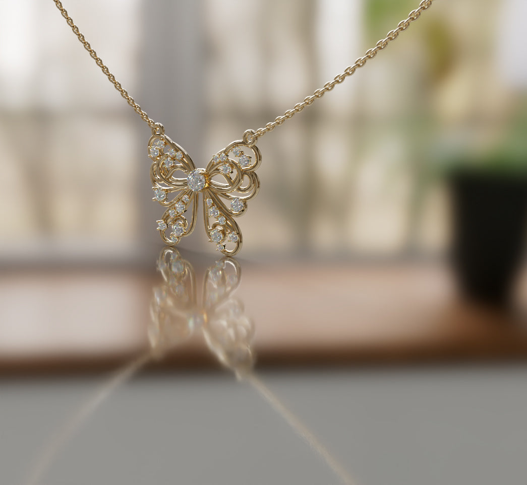 Butterfly Flower Fancy Diamond Pendant image 10