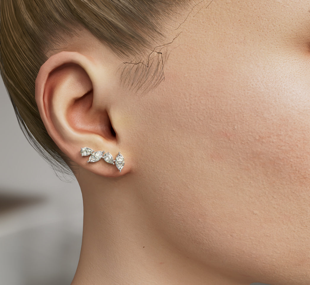 Marquise and Pear Diamond Stud Earring image 0