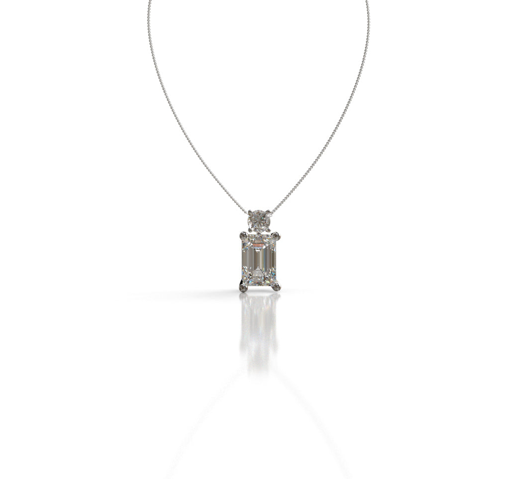 3ct Emerald and Half carat Round Diamond Dangle Pendant image 11