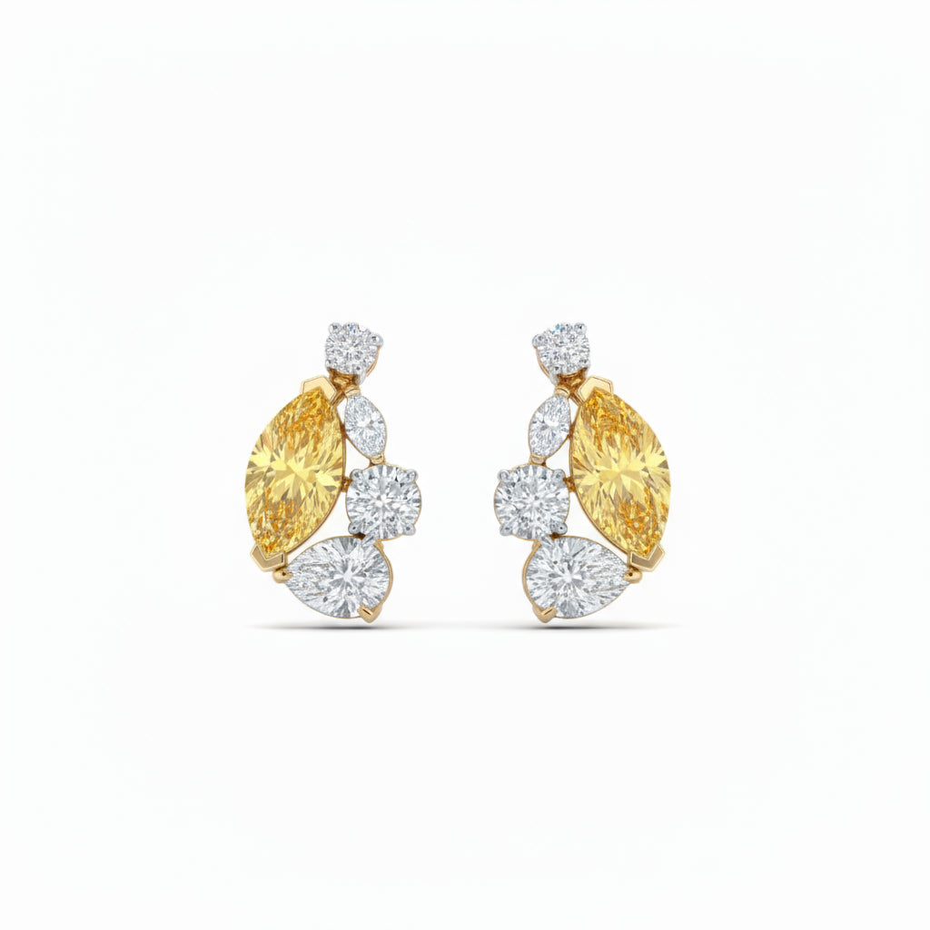Aurora Cluster Fancy Diamond Earrings image 1