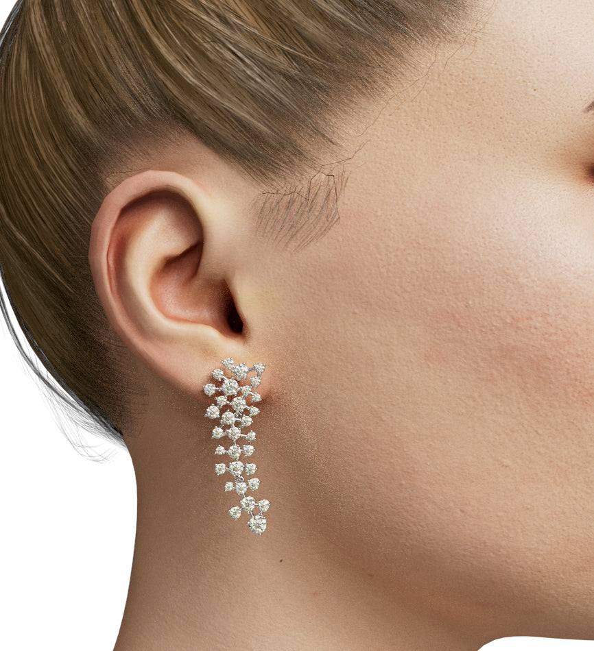 Scattered Diamond  Dangle Cluster Earring image 0