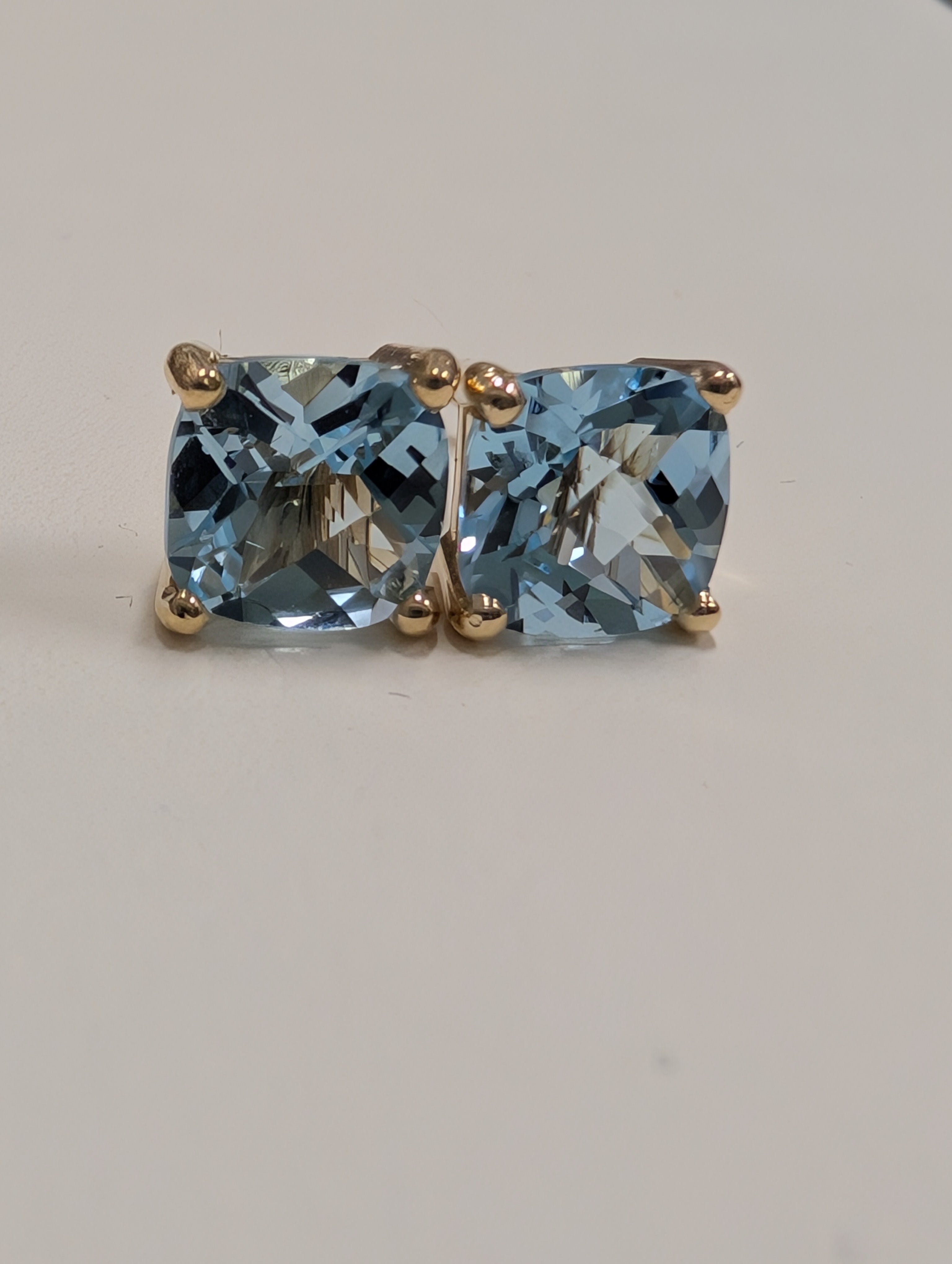 Cushion Cut Sky Blue Topaz Stud Earring image 6