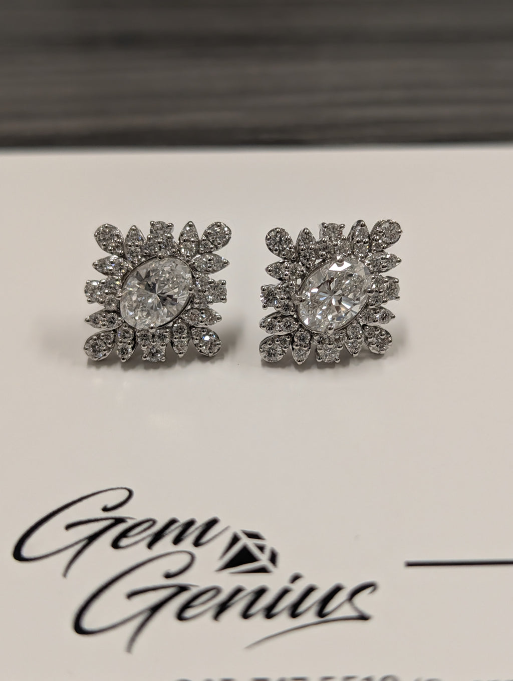 Oval Center Cluster Floral Stud Earring image 6