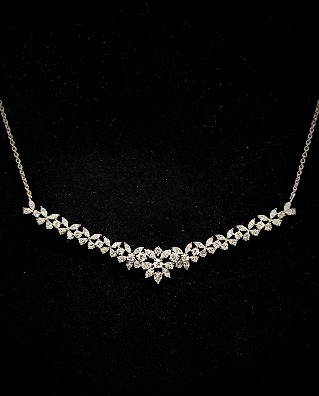 Old Fashioned Flower Design Diamond Necklace image 2