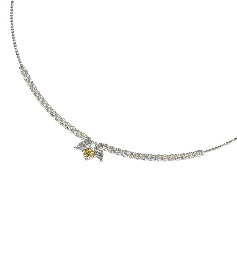 Marquise & Yellow Sapphire Tennis Necklace (10 pts side diamonds) image 2