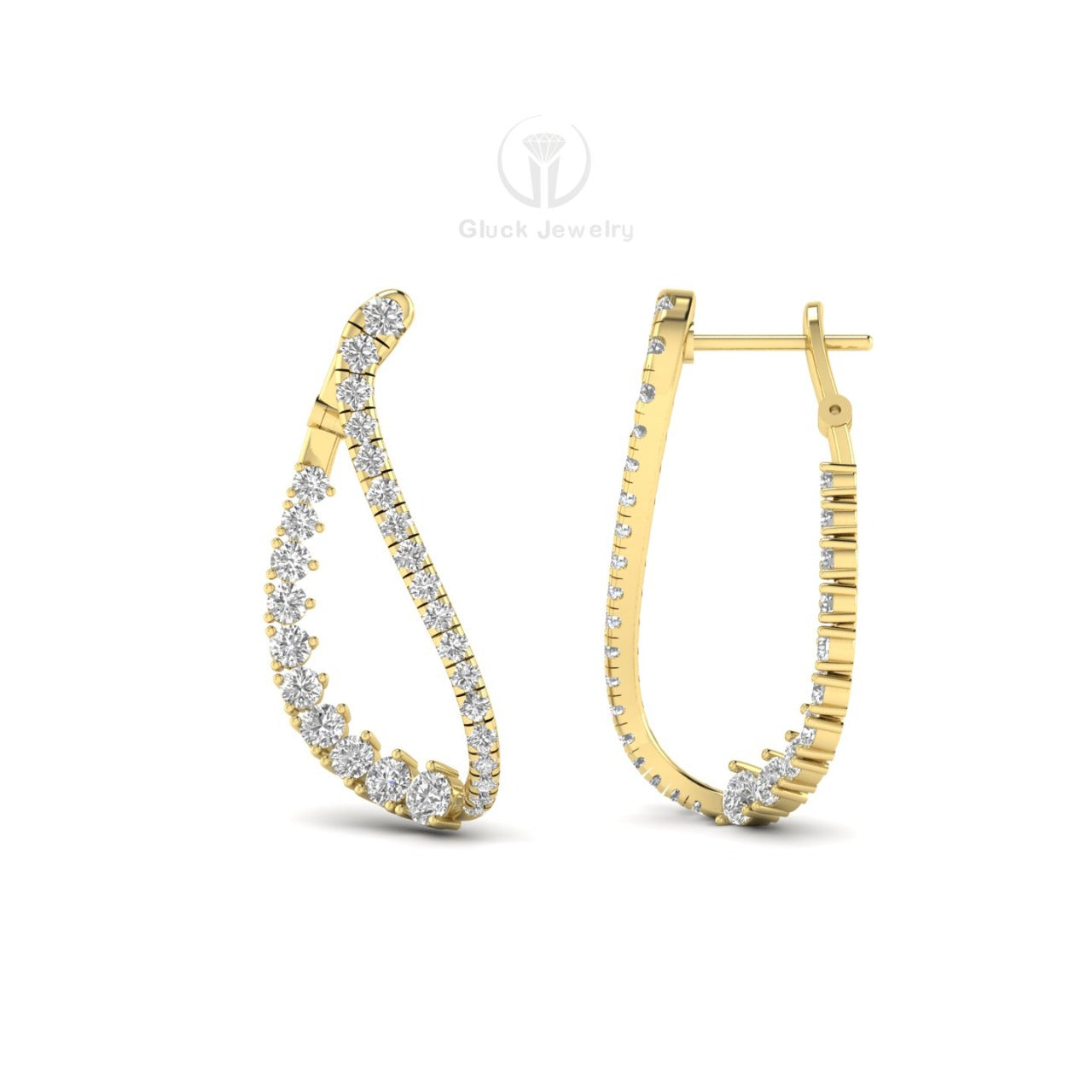 Diamond Inside & Out Drop Hoop Earrings image 2