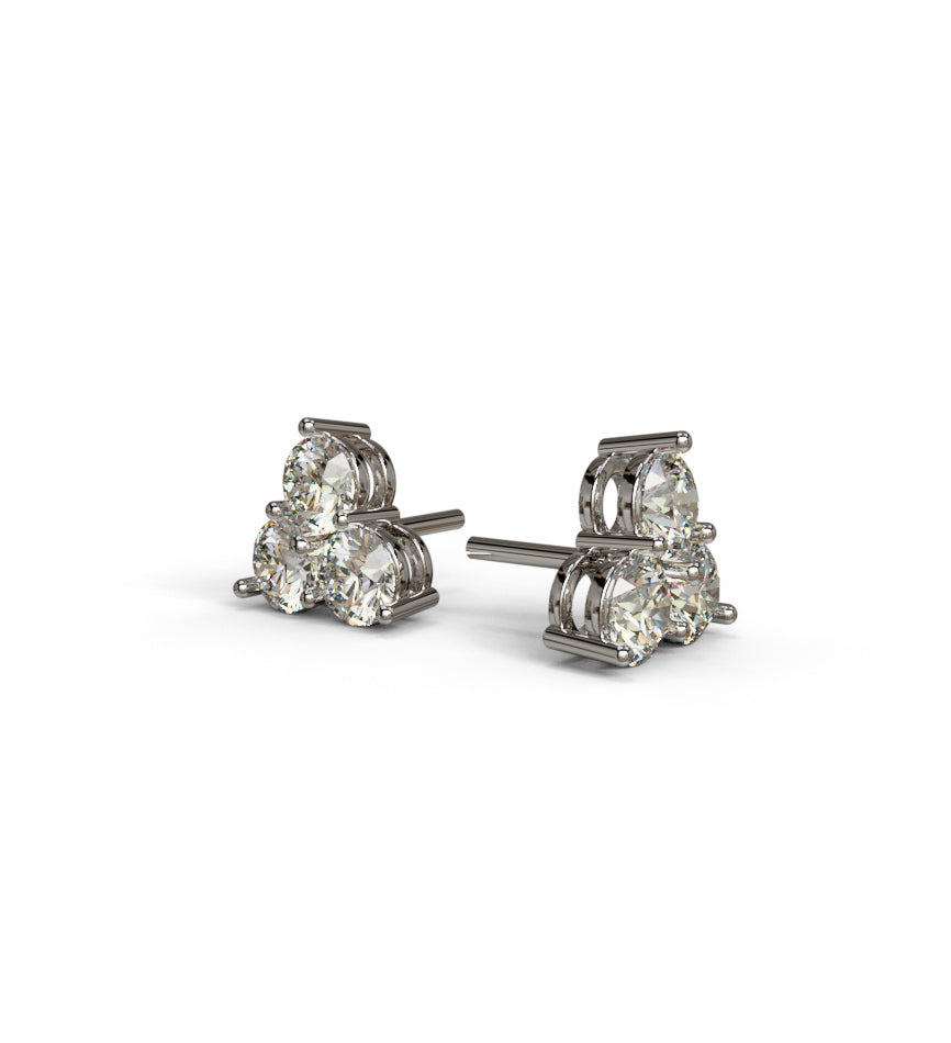 Three Stone Round Stud Earring image 9