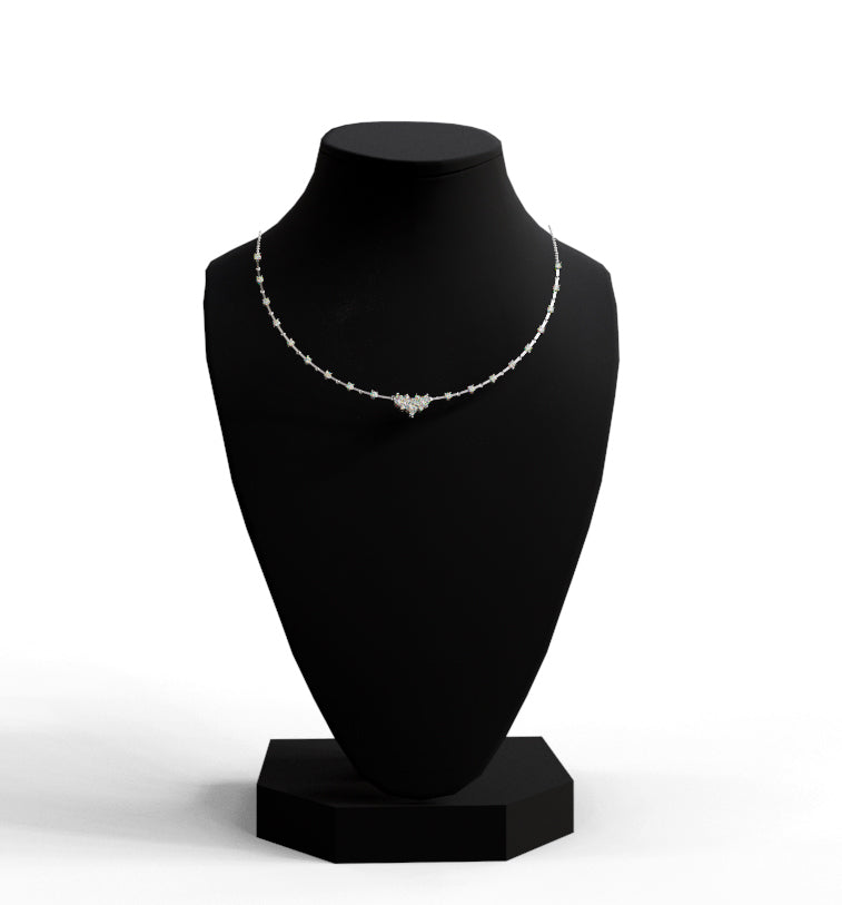 Three Stone Center Diamond Link Necklace image 0